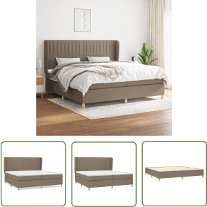 vidaXL Boxspring - Boxspringbed - Boxspring met matras stof taupe 200x200 cm - Tweepersoonsbed - Slaapkamerinrichting - Bed Frame