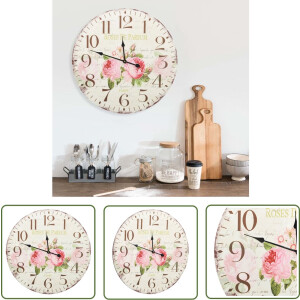 vidaXL Retro - Wandklok - Wandklok vintage stijl 60 cm bloemen - Vintage - Mdf - Multikleuren