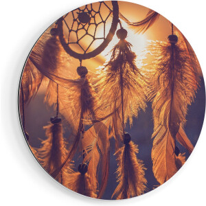 Artaza Dibond Muurcirkel Amulet van de Indianen - Symbool - Ketting - Ø 70 cm - Wandcirkel - Rond Schilderij - Voor Binnen en Buiten