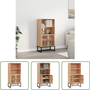 vidaXL Scandinavische Design - Hoge Kast - Hoge kast 60x35x125 cm bewerkt hout - Houten Kast - Bruine Kast - Opbergkast