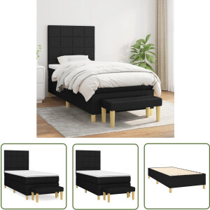 vidaXL Boxspring - Boxspringbed - Boxspring met matras stof zwart 90x200 cm - Tweepersoonsbed - Bed Frame - Zitzitting