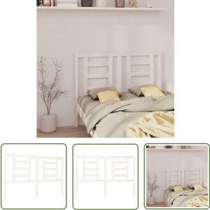 vidaXL Slaapkamers - Hoofd Bord - Hoofdbord 126x4x100 cm massief grenenhout wit - Hout - Grenenhout - Wit
