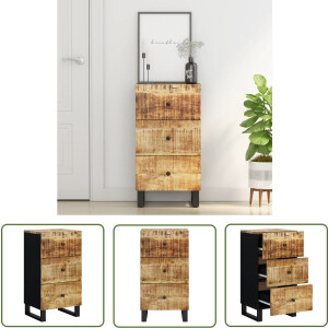 vidaXL Mango Wood Furniture - Dressoir - Dressoir met 3 lades 40x33,5x75 cm massief mangohout - Houten Dressoir - Vintage Dressoir - Industrieel Dressoir