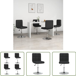 vidaXL Eetkamerstoel - Keukenstoel - Eetkamerstoelen 4 st kunstleer zwart - Zwarte Stoel - Kunstlederen Stoel - Ergonomische Stoel