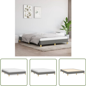 vidaXL Donkere Kleuren - Bed Frame - Bedframe zonder matras stof donkergrijs 140x200 cm - Tweepersoons Bed - Houten Bedframe - Stoffen Bedframe