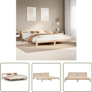 vidaXL Grenenhout Bed - Bedframe - Bedframe zonder matras massief grenenhout 180x200 cm - Massief Hout Bed - Kingsize Bed - Tweepersoonsbed