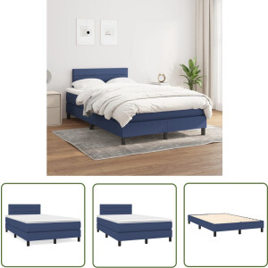 vidaXL Boxspring - Boxspringbed - Boxspring met matras stof blauw 120x200 cm - Bed - Tweepersoonsbed - Slaapcomfort