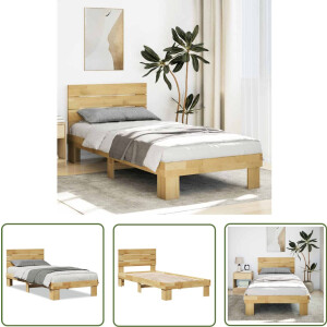 vidaXL Houten Bed - Bed Frame - Bedframe hoofdeinde zonder matras 75x190 cm massief hout eiken - Eiken Bed - Boxspring Frame - Hoofdbord