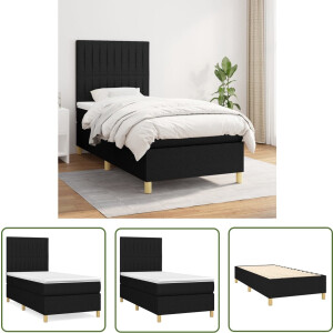 vidaXL Boxspring - Boxspringbed - Boxspring met matras stof zwart 80x200 cm - Tweepersoonsbed - Slaapcomfort - Matras
