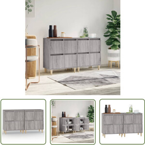 vidaXL Grijze Dressoirs - Dressoirs - Dressoirs 2 st 60x35x70 cm bewerkt hout grijs sonoma eikenkleur - Houten Dressoirs - Bewerkt Hout - Sonoma Eiken