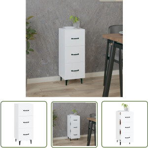 vidaXL Houten Dressoir - Dressoir - Dressoir 34,5x34x90 cm bewerkt hout wit - Wit Dressoir - Modern Dressoir - Landelijk Dressoir