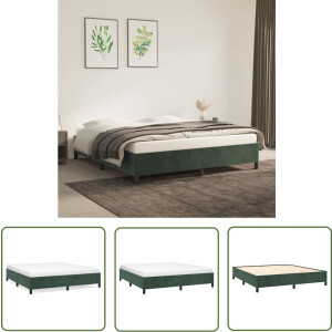 vidaXL Donkere Kleuren Bed - Fluweel Bed - Bedframe zonder matras 160x200 cm fluweel donkergroen - Tweepersoons Bed - Boxspring Bed - Houten Bed