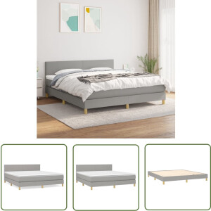 vidaXL Slaapcomfort - Boxspringbed - Boxspring met matras stof lichtgrijs 160x200 cm - Matras - Topmatras - Boxspring