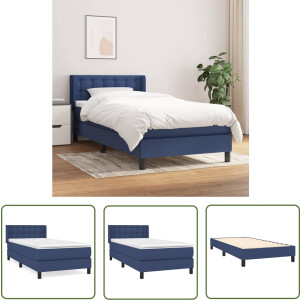 vidaXL Boxspring - Boxspringbed - Boxspring met matras stof blauw 100x200 cm - Tweepersoonsbed - Slaapcomfort - Nacht