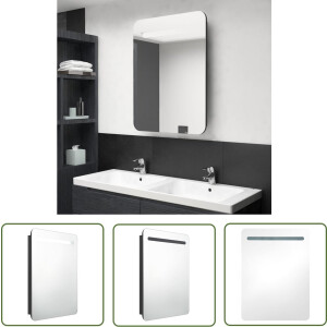 vidaXL Badkamerkast met spiegel en LED 60x11x80 cm glanzend zwart