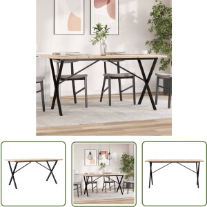 vidaXL Houten Eettafel - Eetkamertafel - Eettafel X-frame 160x80x75,5 cm massief grenenhout en staal - Grenenhouten Eettafel - Industriële Eettafel - X-frame Eettafel