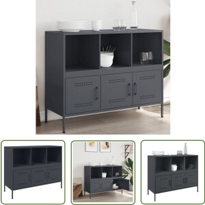 vidaXL Industrieel Design - Dressoir - Dressoir 100,5x39x79 cm staal antracietkleurig - Staaldraad - Zwart - Salontafel