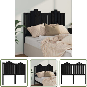 vidaXL Grenenhout Hoofdbord - Houten Hoofdbord - Hoofdbord 126x6x110 cm massief grenenhout zwart - Hoofdbord Zwart - Landelijk Hoofdbord - Vintage Hoofdbord