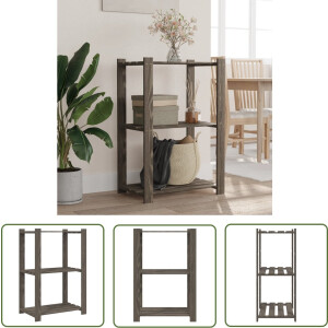 vidaXL Grenoble Hout - Opbergrek - Opbergrek 3-laags 60x38x90 cm massief grenenhout grijs - Vintage Kast - Opbergsysteem - Woonaccessoires