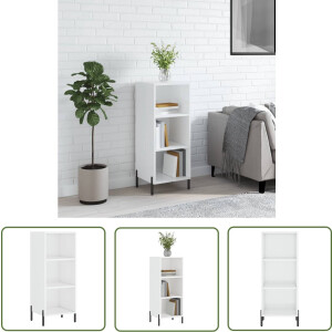 vidaXL Commode - Dressoir - Dressoir 34,5x32,5x90 cm bewerkt hout hoogglans wit - Houten Dressoir - Witte Dressoir - Vintage Dressoir