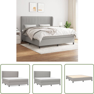vidaXL Pocketvering - Boxspringbed - Boxspring met matras stof lichtgrijs 160x200 cm - Middenhard - Slaapkamer Meubilair - Tweepersoons Bed