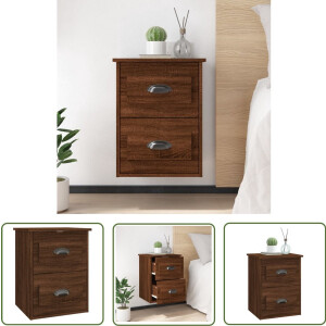 vidaXL Nachtkastje - Wandgemonteerd - Bruin Eiken - 41,5x36x53 cm Wandkast - Nachtkastje - Houten Kast - Bruin Meubilair - Slaapkamermeubels
