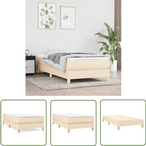 vidaXL Boxspring - crème - 100x200 cm met matras Boxspringbed - Boxspring - Bed Frame - Creme Kleur - Tweepersoonsbed
