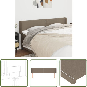 vidaXL Bedhoofdbord - Hoofd Bord - Hoofdbord met randen 183x16x78/88 cm stof taupe - Slaapkamers - Stof Headboard - Taupe Meubels