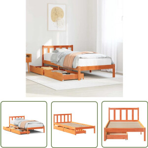 vidaXL Houten Bed - Bedframe - Bedframe zonder matras massief grenenhout wasbruin 100x200 cm - Slaapcomfort - Boxspring - Tweepersoonsbed