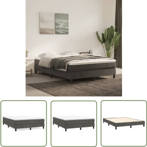 vidaXL Donkere Kleuren - Boxspringframe - Bedframe zonder matras 140x200 cm fluweel donkergrijs - Fluweel Bed - Slaapcomfort - Tweepersoons Bed