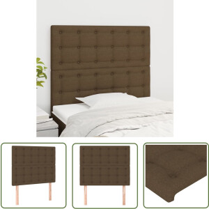 vidaXL Hoofdbord - Hoofdborden - Hoofdeinde - Houten Hoofdbord - Hoofdborden 2 st 90x5x78/88 cm stof donkerbruin
