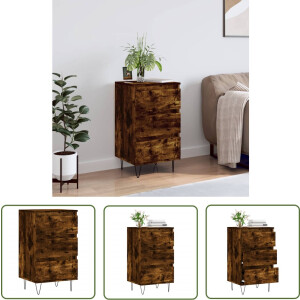 The Living Store Dressoir 40x35x70 cm bewerkt hout gerookt eikenkleurig - Dressoir - Kast - Buffetkast - Houten Dressoir - Modern Dressoir