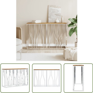 The Living Store Wandtafel Acaciahout - 110 x 30 x 70 cm - Stabiel roestvrijstalen frame