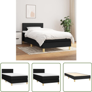 vidaXL Slaapcomfort - Boxspringbed - Boxspring met matras stof zwart 90x200 cm - Boxspring - Tweepersoonsbed - Zware Matras