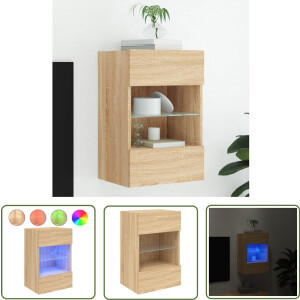 vidaXL Tv Stand - Tv Wandmeubel - Tv-wandmeubel met LED-verlichting 40x30x60,5 cm sonoma eiken - Led Tv Meubels - Rgb Verlichting - Houten Tv Kast