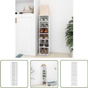 vidaXL Schoenenkast 6 schappen wit hout Schoenenkast - Schoenen Rek - Houten Schoenenkast - Witte Schoenenkast - Organisatie Schoenen