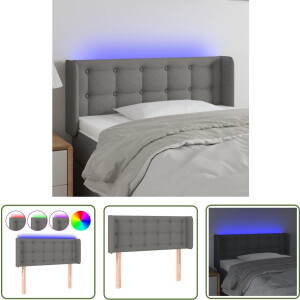 vidaXL Led Headboard - LED Hoofdbord - Hoofdbord LED 83x16x78/88 cm stof donkergrijs - Hoofdbord Grijs - Hoofdbord Met Led Verlichting - Comfortabele Hoofdsteunen