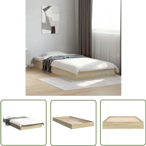vidaXL Houten Bed - Bed Frame - Bedframe zonder matras hout sonoma eikenkleurig 100x200 cm - Sonoma Eiken - Tweepersoons Bed - Enkel Bed