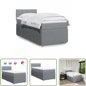 vidaXL Matras - Boxspring - Boxspring met matras stof lichtgrijs 80x200 cm - Led Verlichting - Bedroom Furniture - Slaapcomfort