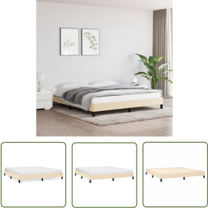 vidaXL Tweepersoons Bed - Bedframe - Bedframe zonder matras stof crèmekleurig 180x200 cm - Boxspring - Creme Kleur - Stoffen Bed