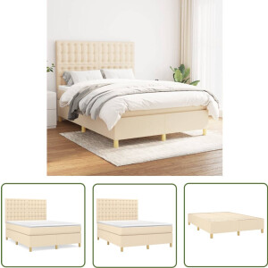 vidaXL Boxspring 140x200 cm - crèmekleurig Boxspringbed - Boxspring - Tweepersoonsbed - Creme Kleurig Bed - Pocketed Spring Mattress