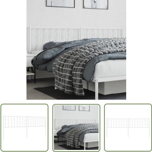 vidaXL Hoofdeinde - Hoofd Bord - Hoofdbord 200 cm metaal wit - Beddecoratie - Slaapkamers - Modern Interieur