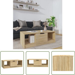 vidaXL Salontafeltje - Salontafel - Salontafel 102x50x36 cm bewerkt hout sonoma eikenkleurig - Houten Salontafel - Bewerkt Hout - Sonomaeikentafel
