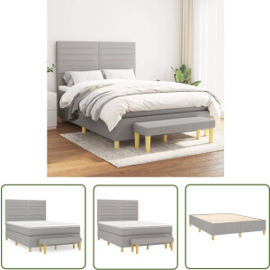 vidaXL Comfort Maxima - Boxspringbed - Boxspring met matras stof lichtgrijs 140x190 cm - Boxspring - Slaapkamer Meubels - Tweepersoonsbed