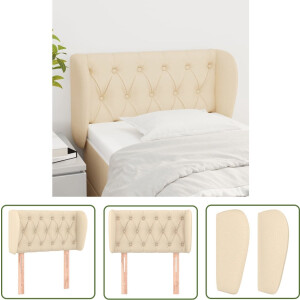 vidaXL Hoofdkussen - Hoofd Bord - Hoofdbord met randen 83x23x78/88 cm stof crèmekleurig - Klassiek Hoofdbord - Crème Kleur - Stoffen Hoofdbord