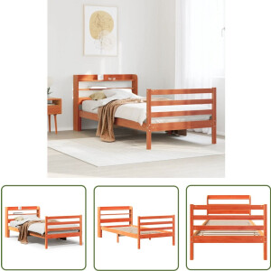 vidaXL Houten Bed - Bedframe - Bedframe zonder matras massief grenenhout wasbruin 75x190 cm - Bed Met Opbergvakken - Slaapkamers - Grenen Hout