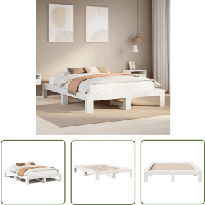 vidaXL Houten Bed - Bedframe - Bedframe zonder matras massief grenenhout wit 150x200 cm - Grenenhouten Bed - Bed - Slaapkamer