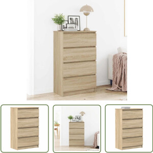 vidaXL Salontafel - Dressoir - Dressoir 60x35x98,5 cm bewerkt hout sonoma eikenkleurig - Kast - Houten Dressoir - Sonoma Eiken