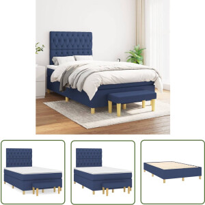 vidaXL Slaapcomfort - Boxspringbed - Boxspring met matras stof blauw 120x200 cm - Boxspring - Tweepersoonsbed - Blauwdruk
