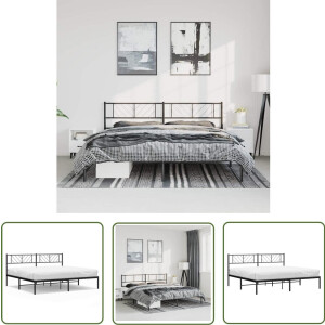 vidaXL Klassieke Bedpost - Metalen Bed Frame - Bedframe met hoofdbord metaal zwart 183x213 cm - Dubbele Bed - Boxspring Bed - Staal Bedframe